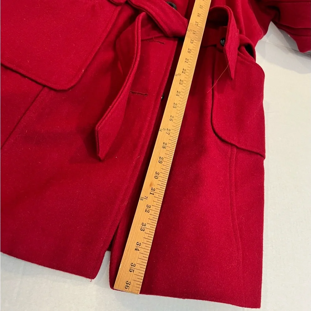 Liz Clairborne Women L Elegant Burgundy Red Peacoat/Winter Coat  Wool Blend Hood
